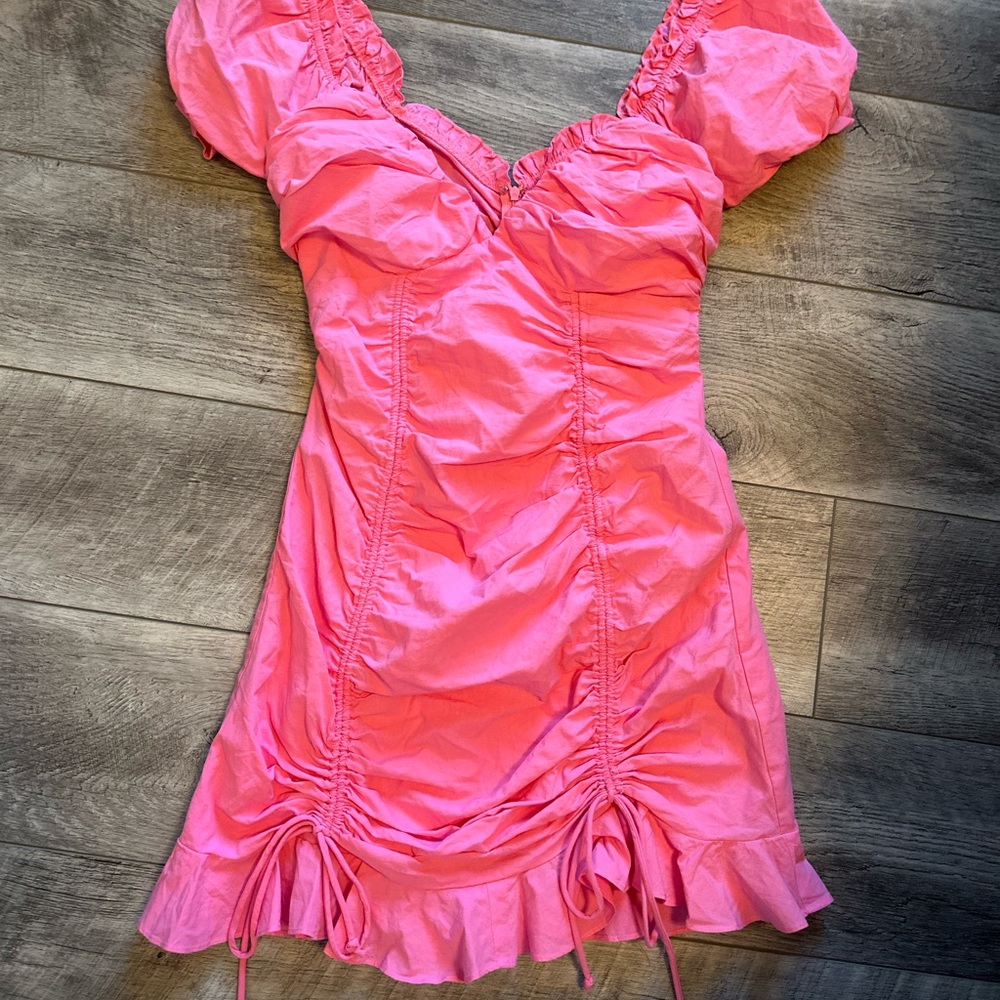 Pink Ruched Mini Dress